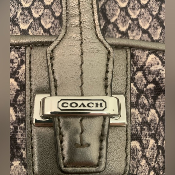Coach Taylor Snake Alexis Tote Carryall Shoulder Bag Leather Trim New F26034 - Picture 2 of 16